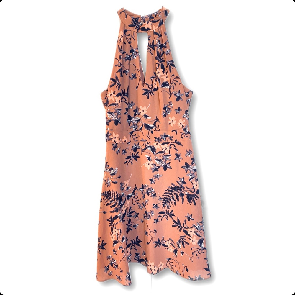 Express Fun Flirty Floral Keyhole Dress